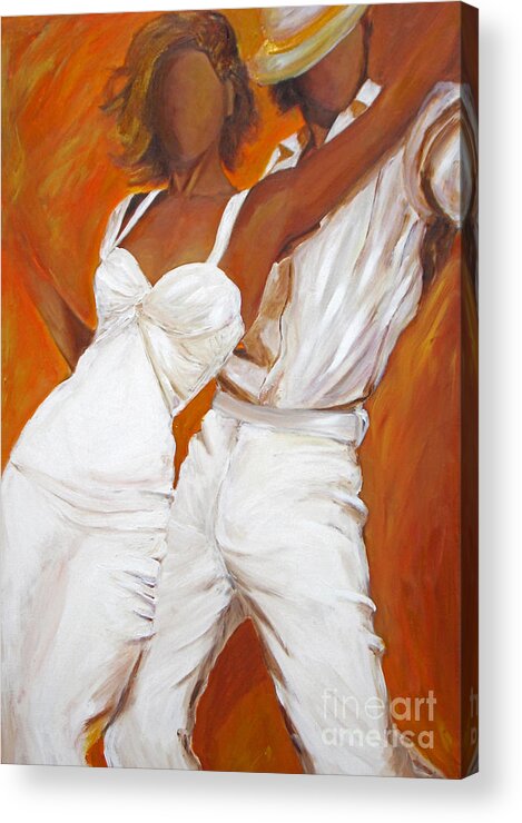 Tango Painting Acrylic Print featuring the painting Tango Blanco by Sheri Chakamian