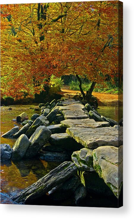 Tarr Steps Acrylic Print featuring the photograph Tarr Steps in Somerset by Pete Hemington