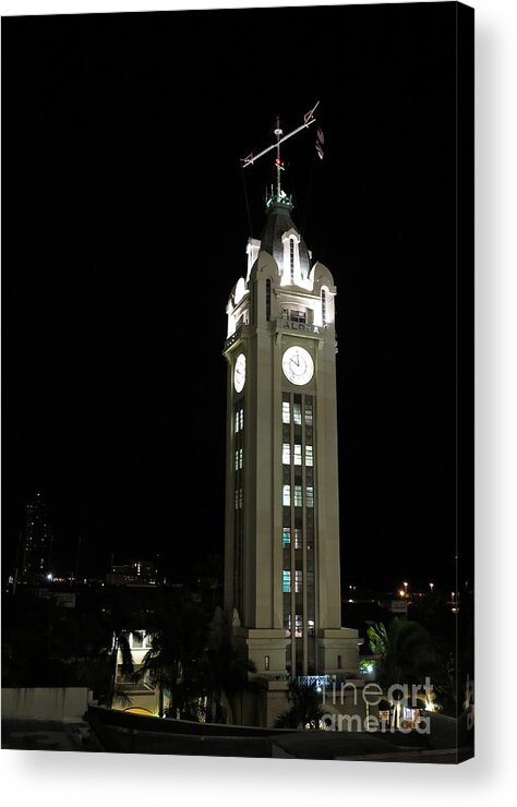 Clock Acrylic Print featuring the photograph Ten PM in Honolulu by Phyllis Kaltenbach