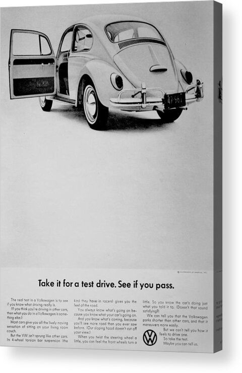 Volkswagen Acrylic Print featuring the photograph Test Drive by Benjamin Yeager