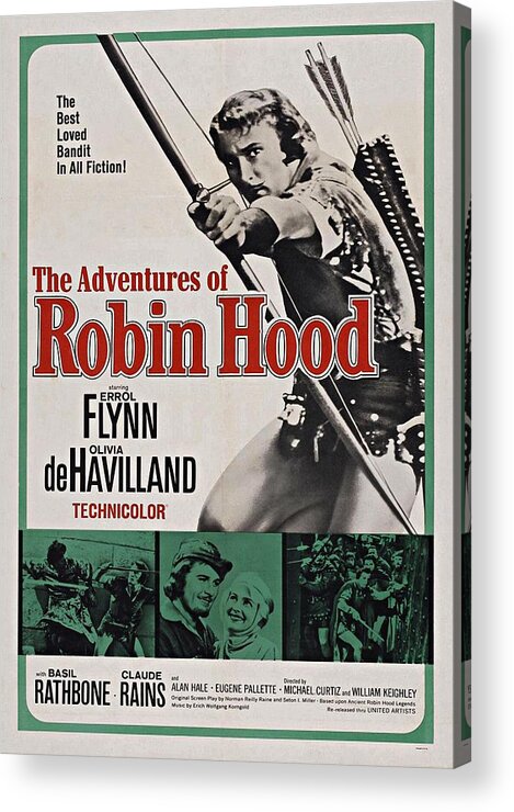 Errol Flynn Acrylic Print featuring the photograph The Adventures of Robin Hood B by Movie Poster Prints