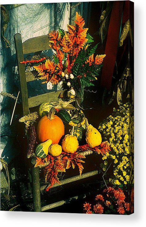 Fine Art Acrylic Print featuring the photograph The Autumn Chair by Rodney Lee Williams