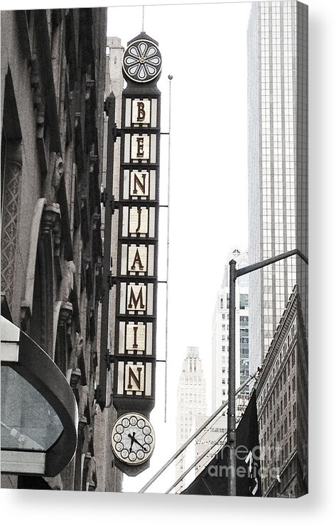 Black And White Acrylic Print featuring the photograph The Benjamin NYC by Beth Saffer