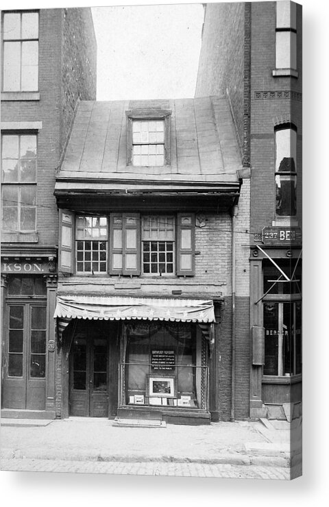 1890 Acrylic Print featuring the photograph The Betsy Ross House by Granger