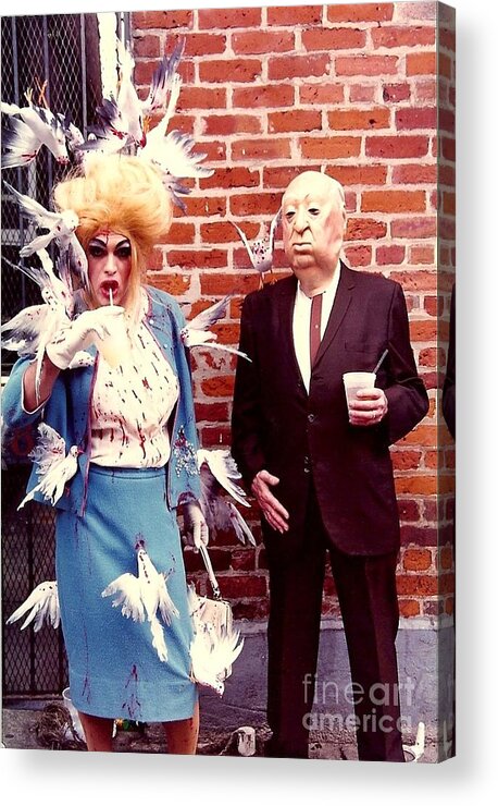 Nola Acrylic Print featuring the photograph New Orleans The Birds And Alfred Hitchcock Mardi Gras Day In The French Quarter In Louisiana by Michael Hoard