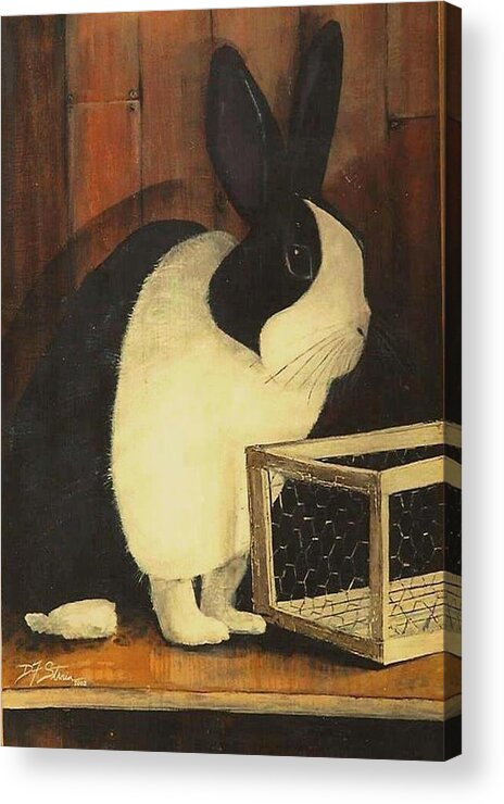 Images Acrylic Print featuring the painting The Black and White Dutch Rabbit 2 by Diane Strain