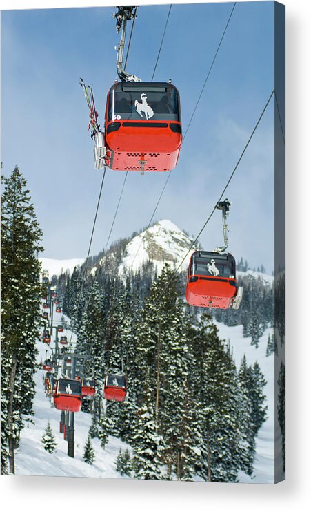 Beauty In Nature Acrylic Print featuring the photograph The Bridger Gondola Ski Lift At Jackson by Jeff Diener