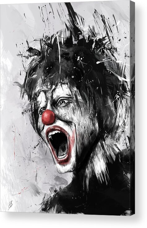 Clown Acrylic Print featuring the mixed media The Clown by Balazs Solti
