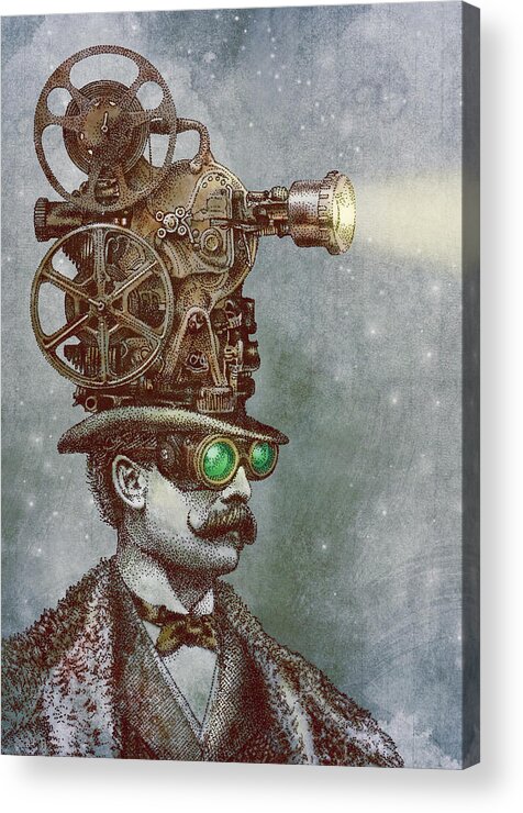Projector Acrylic Print featuring the drawing The Projectionist by Eric Fan