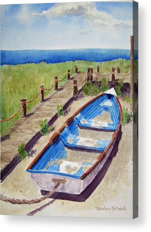 Boat Acrylic Print featuring the painting The Sandy Boat by Marlene Schwartz Massey