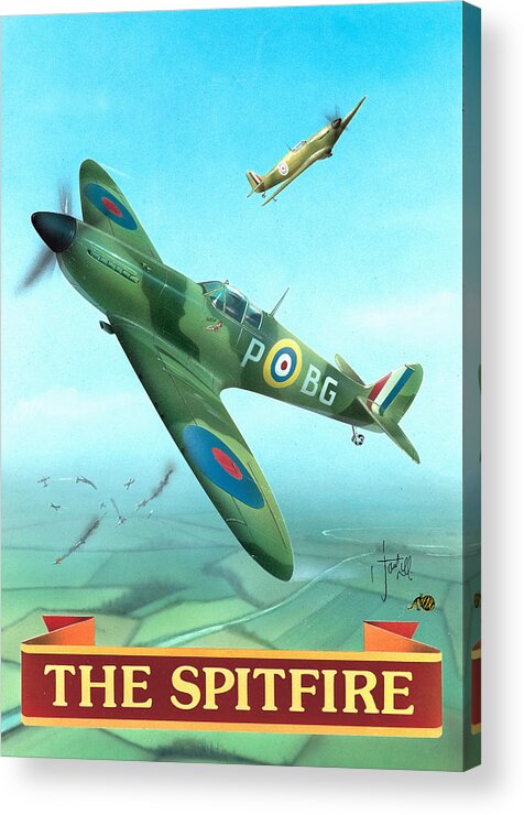 Lancaster Acrylic Print featuring the painting The Spitfire by MGL Meiklejohn Graphics Licensing