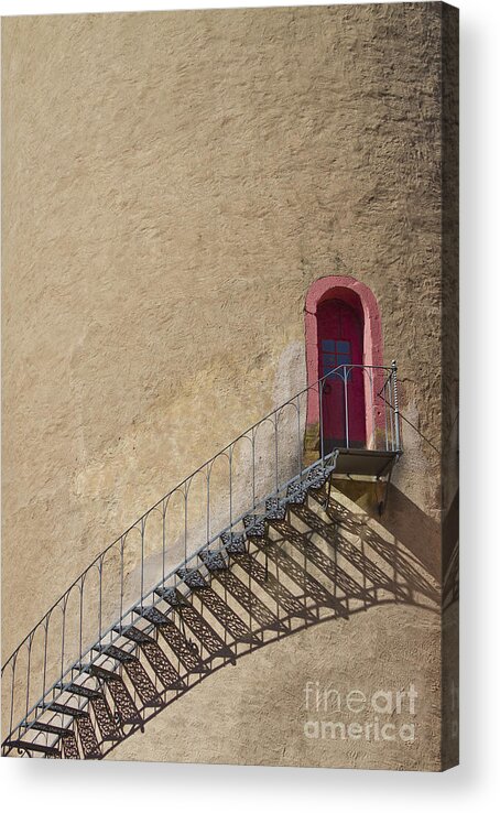 Castle Acrylic Print featuring the photograph The Staircase to the Red Door by Heiko Koehrer-Wagner