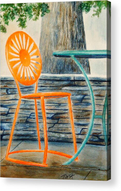 University Of Wisconsin Acrylic Print featuring the painting The Terrace Chair by Thomas Kuchenbecker