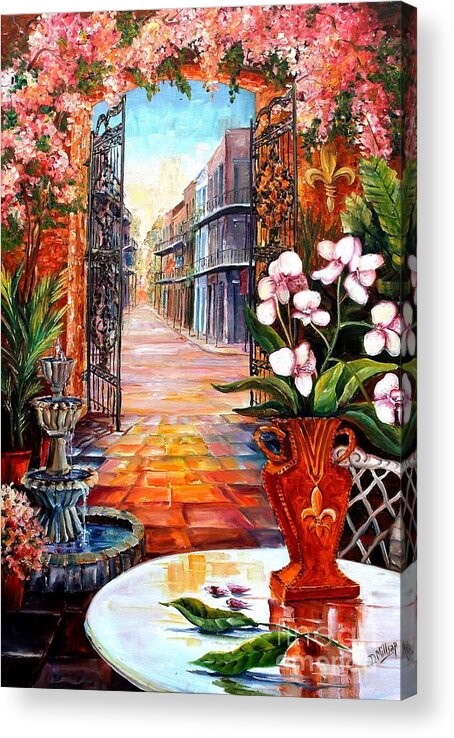 New Orleans Acrylic Print featuring the painting The View from a Courtyard by Diane Millsap