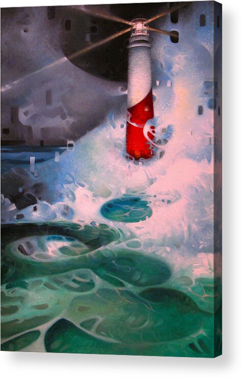 Lighthouse Acrylic Print featuring the painting Thee Lighthouse  by T S Carson