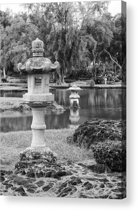 Liliuokalani Gardens Acrylic Print featuring the photograph Three Lanterns by Harold Rau