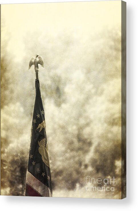 Flag; Flying; Pole; War; Civil; Civil War; United States; America; Battle; Waving; Regiment; Reserve; Infantry; Union; Yankee; Eagle; Brass; Stars; Stripes Acrylic Print featuring the photograph Union by Margie Hurwich