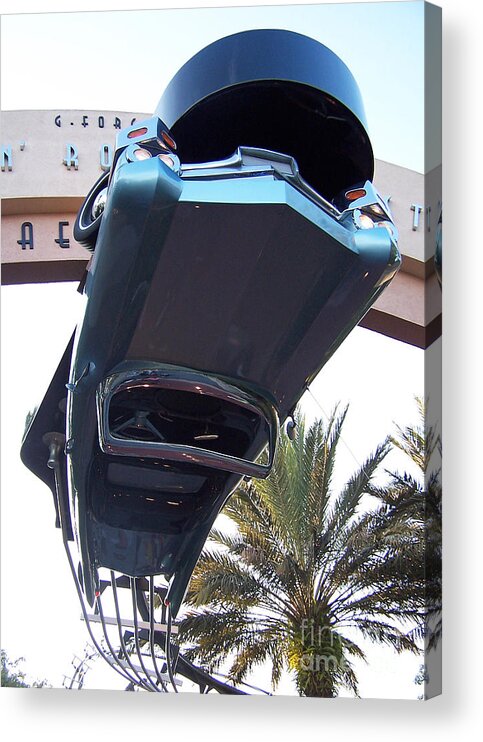 Disney Acrylic Print featuring the photograph Upside Down Car by Tom Doud