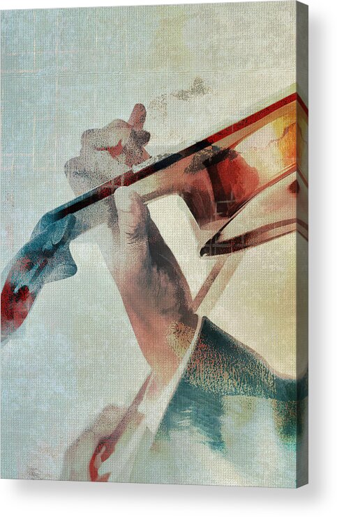 Violinist Acrylic Print featuring the digital art Violinist by David Ridley