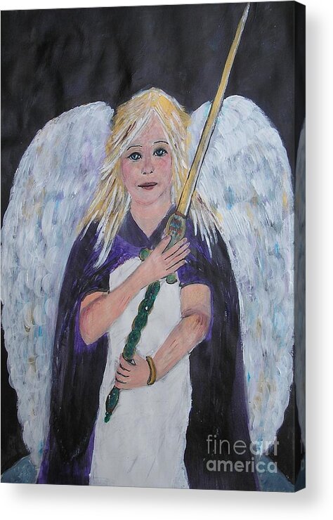 Angel Acrylic Print featuring the painting Warrior Angel by Karen Jane Jones