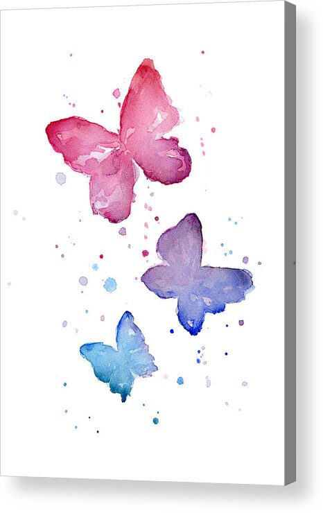 Watercolor Acrylic Print featuring the painting Watercolor Butterflies by Olga Shvartsur