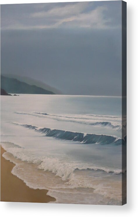 Sea Waves Sky Blue Acrylic Print featuring the painting Waves by Caroline Philp