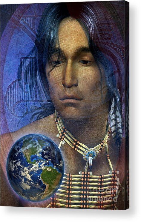 Native American Acrylic Print featuring the digital art Web Of Life by Shadowlea Is