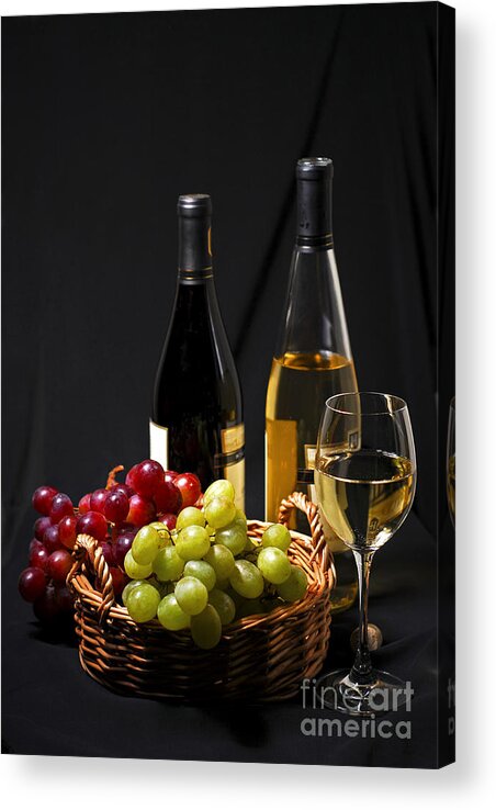 Wine Acrylic Print featuring the photograph Wine and grapes by Elena Elisseeva