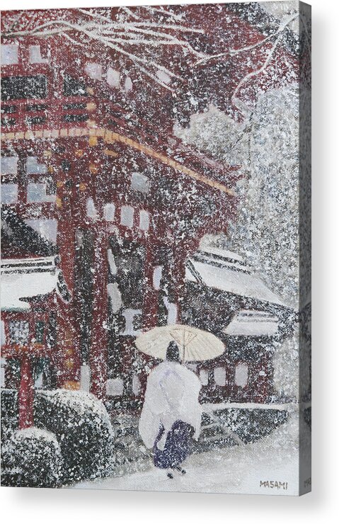 Japan Acrylic Print featuring the painting Winter Scene From Japan by Masami Iida