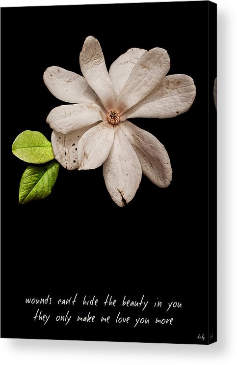 Wounds Acrylic Print featuring the photograph Wounds cannot hide the beauty in you by Weston Westmoreland