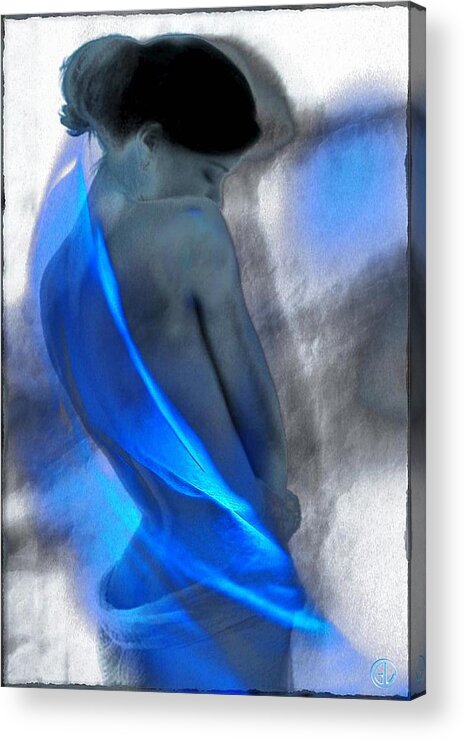 Woman Acrylic Print featuring the digital art Wrapped in blues by Gun Legler