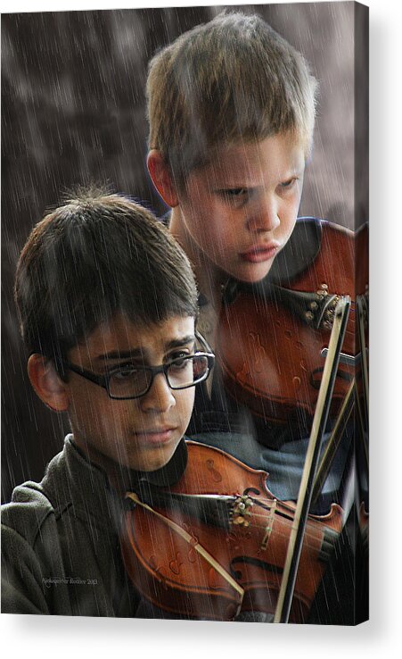 Two Violin Players Acrylic Print featuring the photograph Young Musicians Impression #45 by Aleksander Rotner