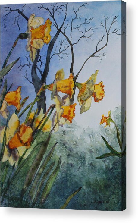 Floral Acrylic Print featuring the painting Welcome Springtime #1 by Patsy Sharpe