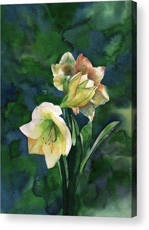Flower Acrylic Print featuring the painting Amaryllis by Sharon Mick