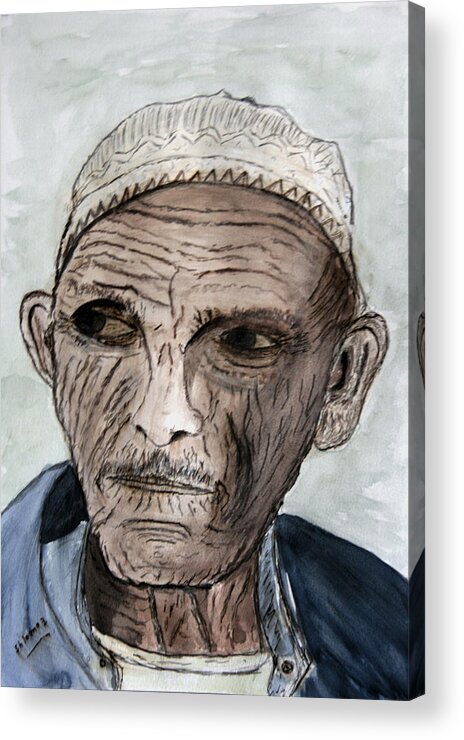 Old Man Acrylic Print featuring the painting An Old Man. by Shlomo Zangilevitch