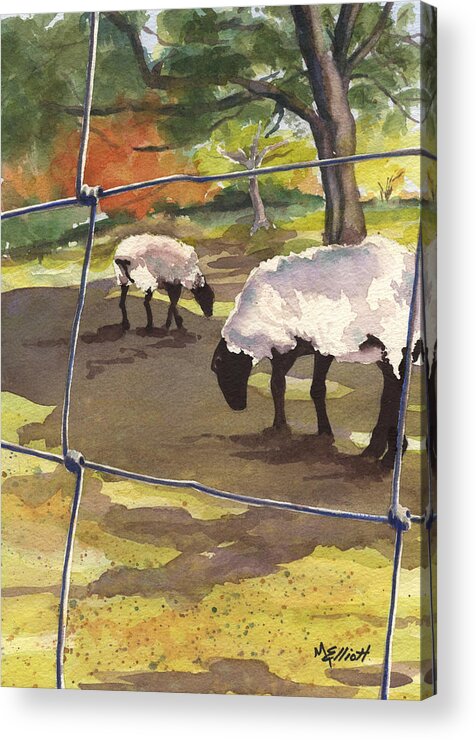 Sheep Acrylic Print featuring the painting Autumn Graze by Marsha Elliott