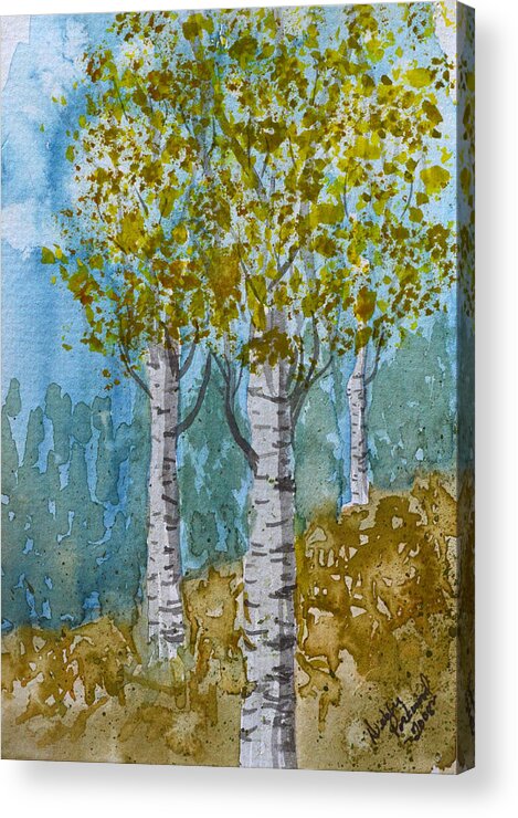 Nature Acrylic Print featuring the painting Birch trees by Debbie Portwood