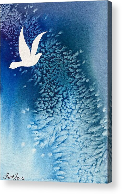 Dove Acrylic Print featuring the painting Blue Dove by Frank SantAgata