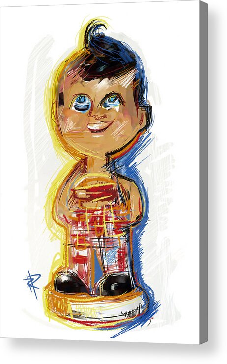 Bob's Big Boy Acrylic Print featuring the mixed media Bob's Big Boy Bobble Head by Russell Pierce