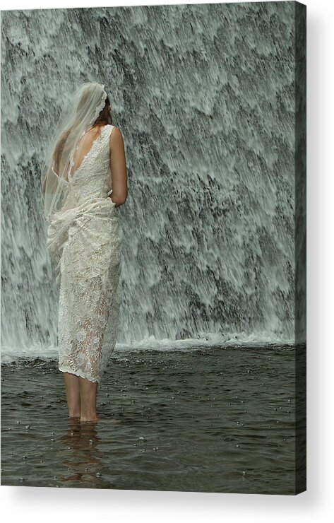 Water Acrylic Print featuring the photograph Bride Below Dam by Daniel Reed