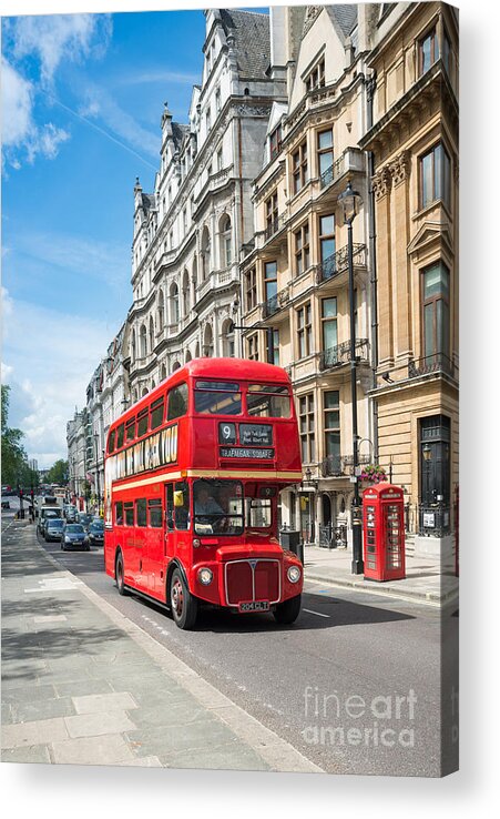 Red Bus Acrylic Print featuring the photograph Bus on Piccadilly by Andrew Michael