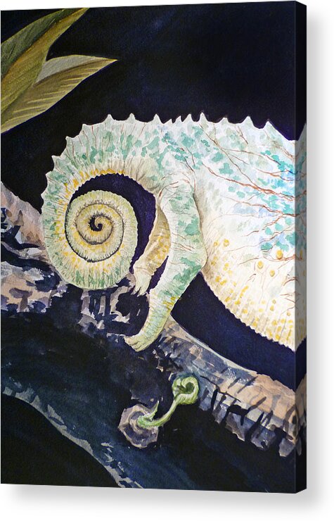 Chameleon Acrylic Print featuring the painting Chameleon Tail by Irina Sztukowski
