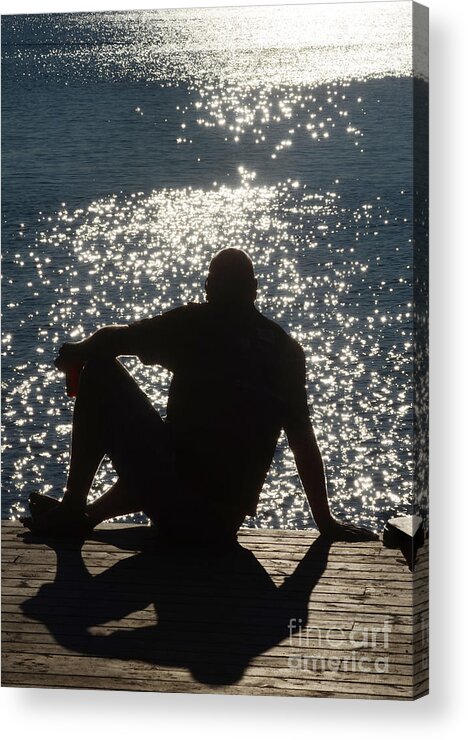 Silhouette Acrylic Print featuring the photograph Contemplative on the dock by Steve Somerville