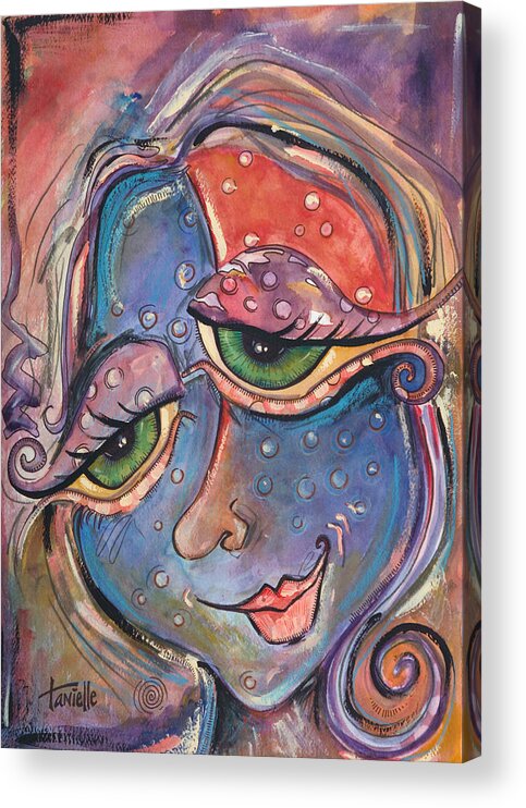 Self Portrait Acrylic Print featuring the painting Contentment by Tanielle Childers