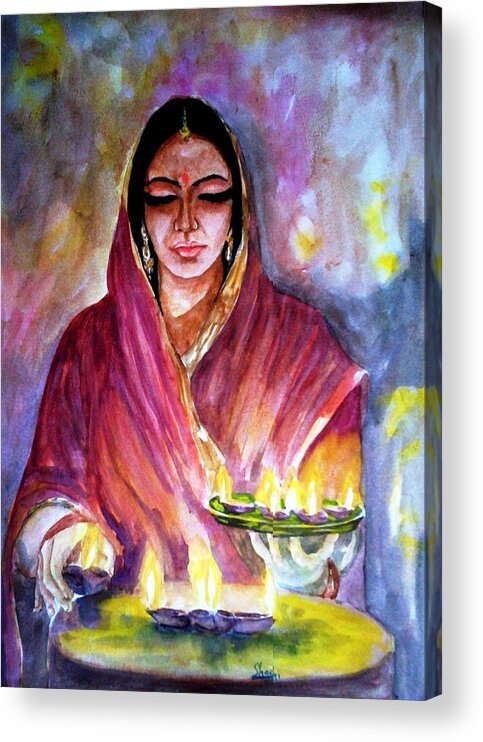 Diwali Acrylic Print featuring the painting Diwali by Shashikanta Parida