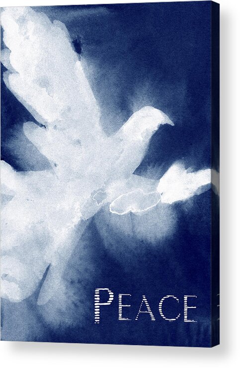 White Dove Acrylic Print featuring the painting Dove Peace Holiday Card by Beverly Brown
