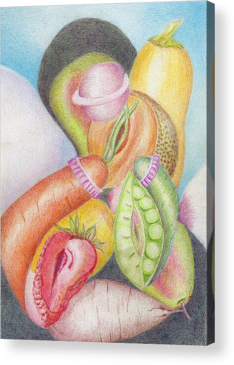 Vegetables Acrylic Print featuring the drawing Eat Your Vegetables by Linda Pope