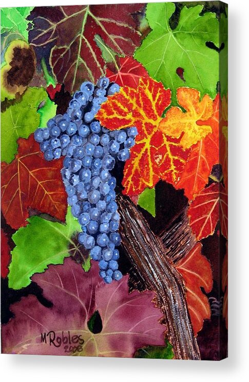 Cabernet Acrylic Print featuring the painting Fall Cabernet Sauvignon Grapes by Mike Robles