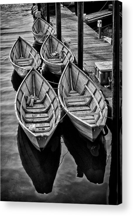 Black And White Acrylic Print featuring the photograph Fishing Dories by Fred LeBlanc