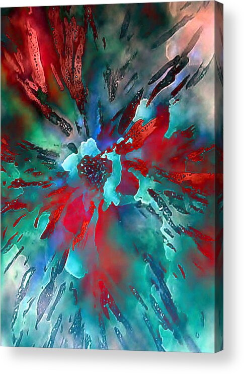 Flower Abstract Acrylic Print featuring the painting Floral Eruption by AnneLise McCoy
